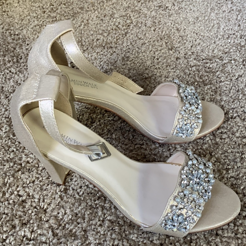 Champagne rhinestone heels
